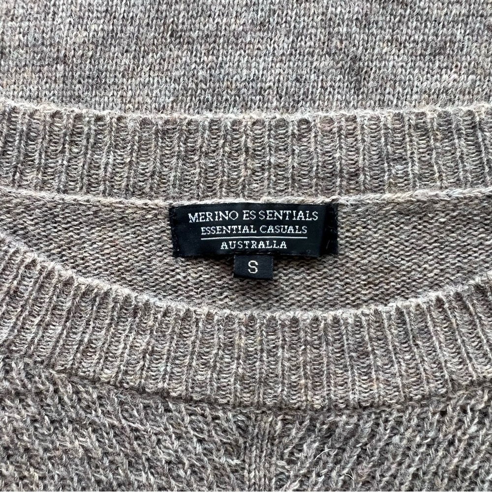 Merino Essentials Womens Jumper Sweater Knit Brown Merino Wool Blend Size S 8/10 - Picture 9 of 12